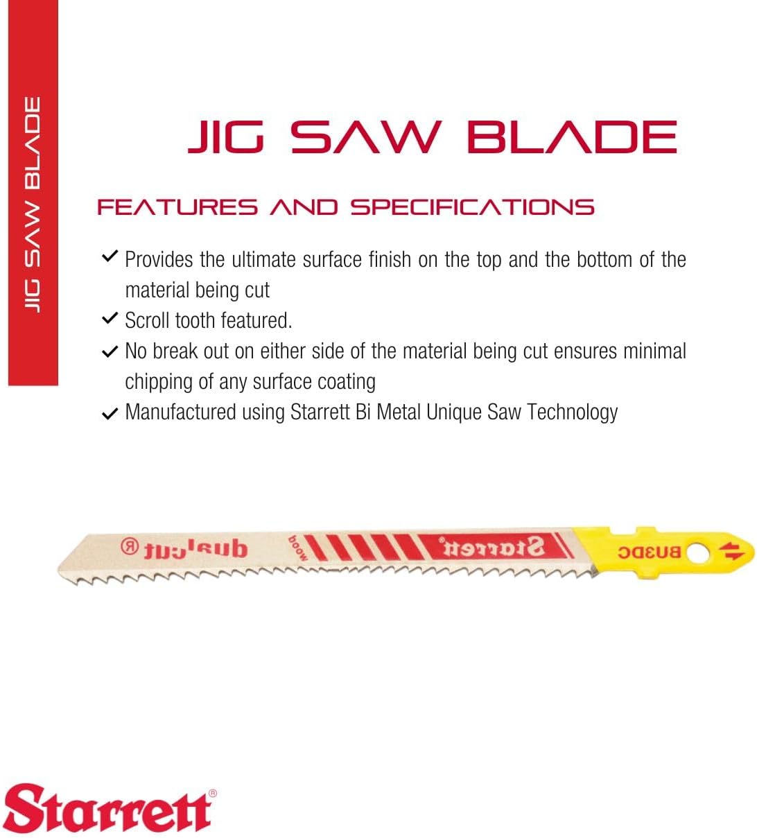 Starrett Jigsaw Blades Dual Cut Blade for Wood Cutting  BU3DC-2 (5Pcs)