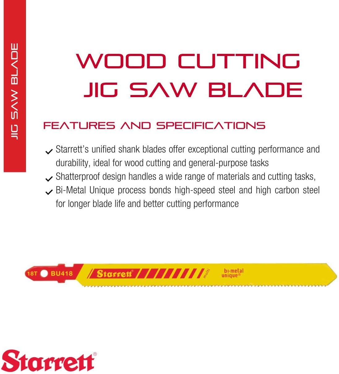 Starrett Multi-Purpose Cutting Jigsaw Blades BU418 (5Pcs)