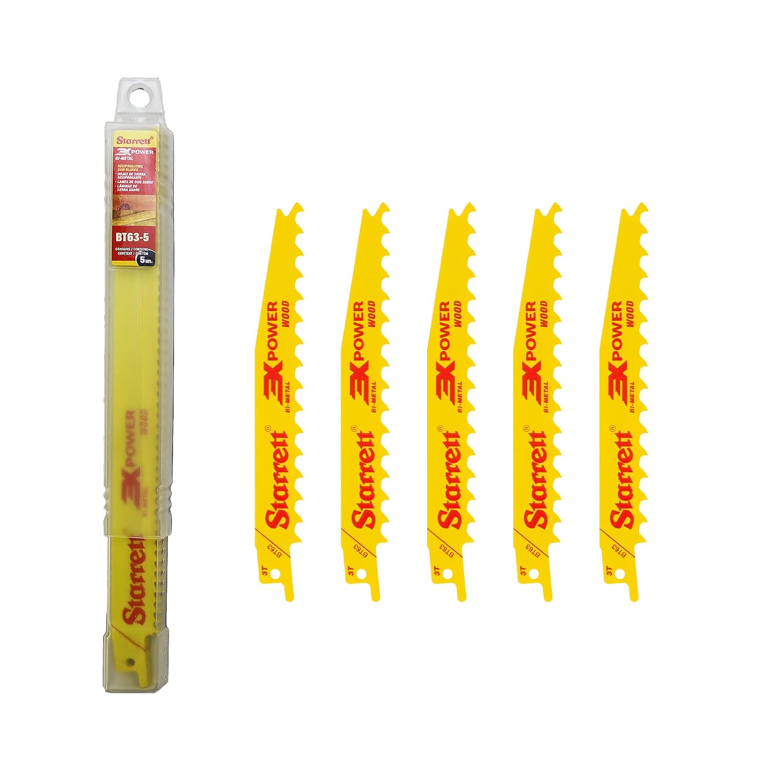 Starrett BT96-5 3X Power Wood Cutting Reciprocating Saw Blade 228mm  (9") 6 TPI (5 Pcs)