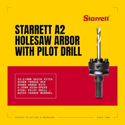 Starrett A2 Hole Saw Drive Arbor with HSS Pilot Drill