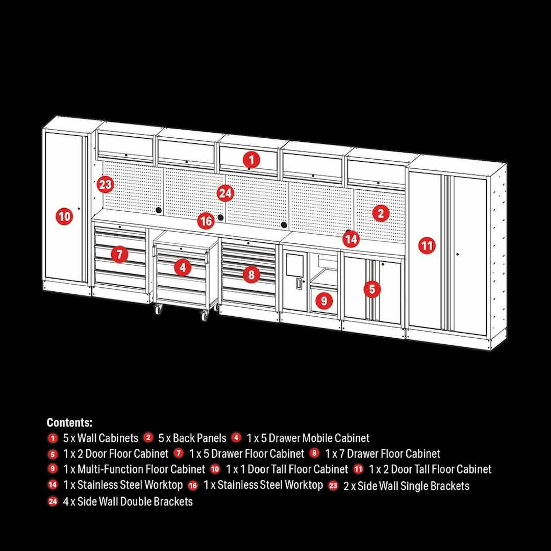 BUNKER 27468 Modular Storage Combo with Stainless Steel Worktop (25 Piece)