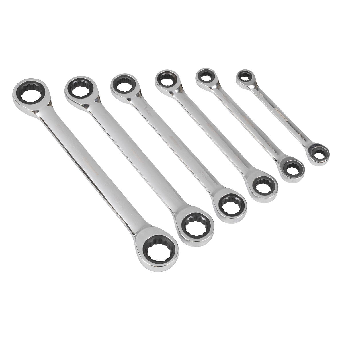 Sealey S0636 Double End Ratchet Ring Spanner Set 6pc Metric