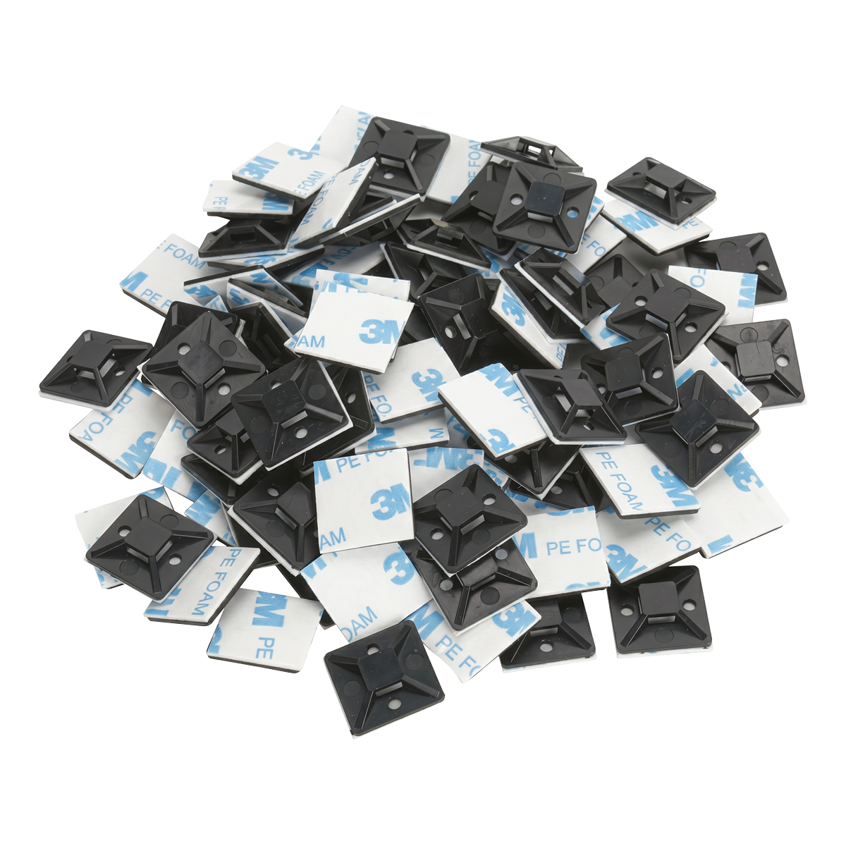 Sealey CTM3030B Self-Adhesive Cable Tie Mount 30 x 30mm Black Pack of 100