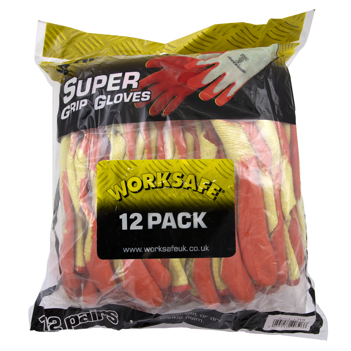 Sealey 9121L/12 Super Grip Knitted Gloves Latex Palm (Large) - Pack of 12 Pairs