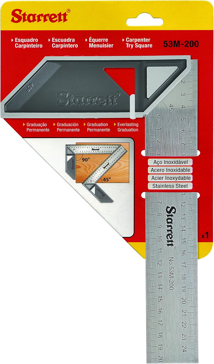 Starrett K53M-200-S Carpenter Try Square for Woodworking