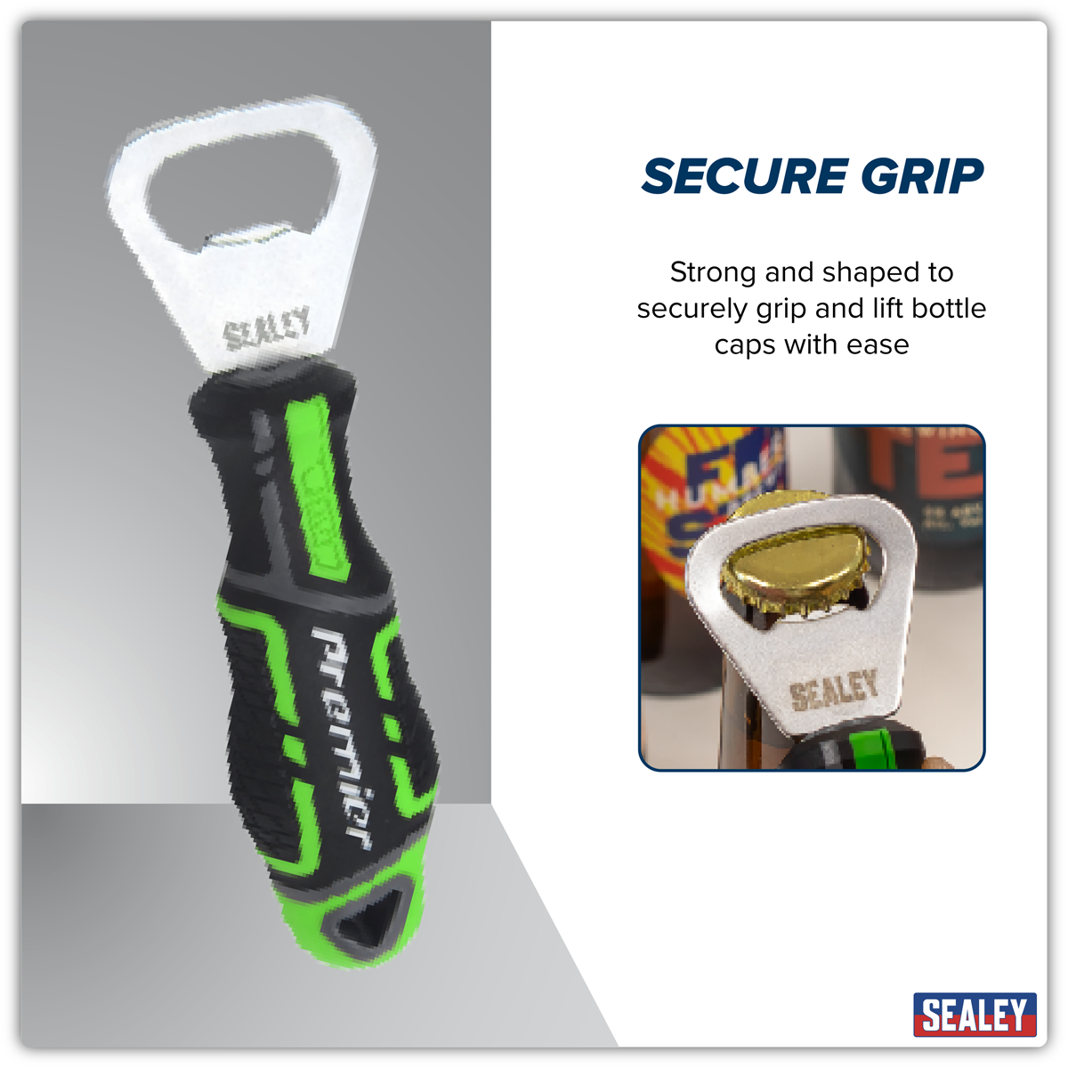 Sealey AK4368HV Bottle Opener GripMAX® - Hi-Vis Green