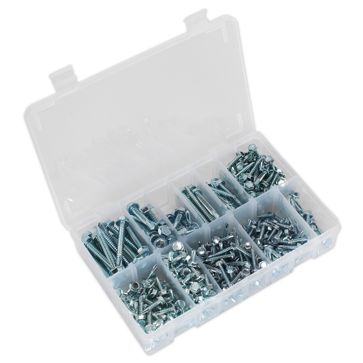 Sealey AB061SDH Self Drilling Screw Assortment 410pc Hex Head Zinc