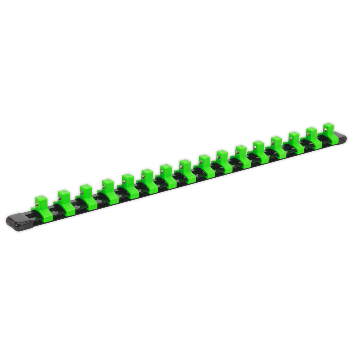 Sealey AK27053HV Premier Socket Retaining Rail with 16 Clips 3/8"Sq Drive - Hi-Vis Green