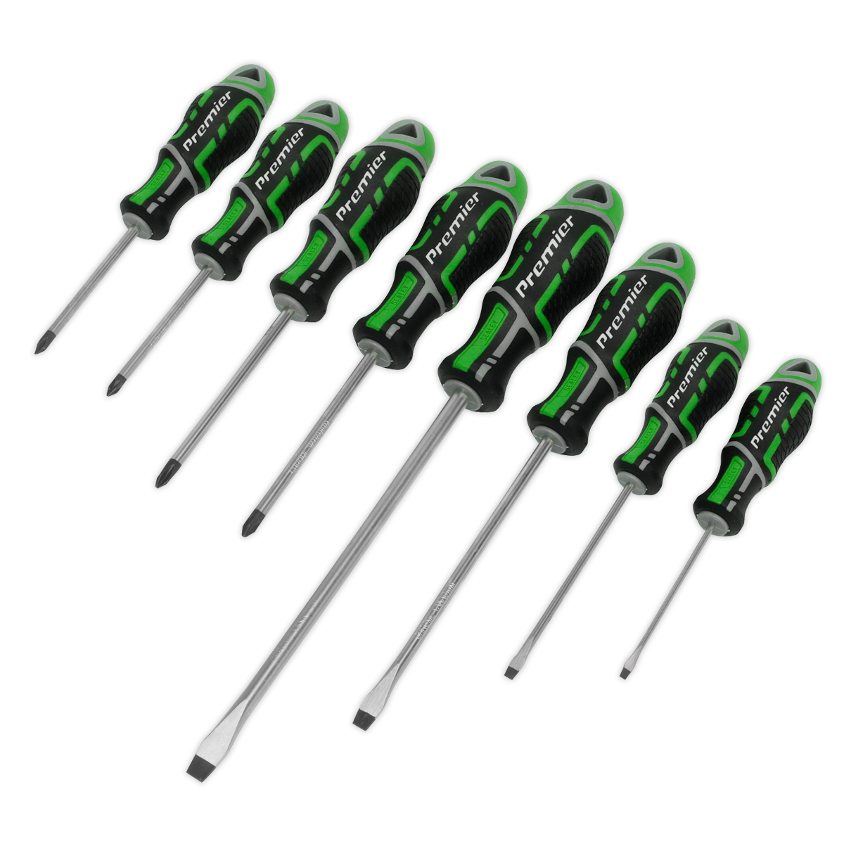 Sealey AK4322HV Screwdriver Set 8pc GripMAX® - Hi-Vis Green