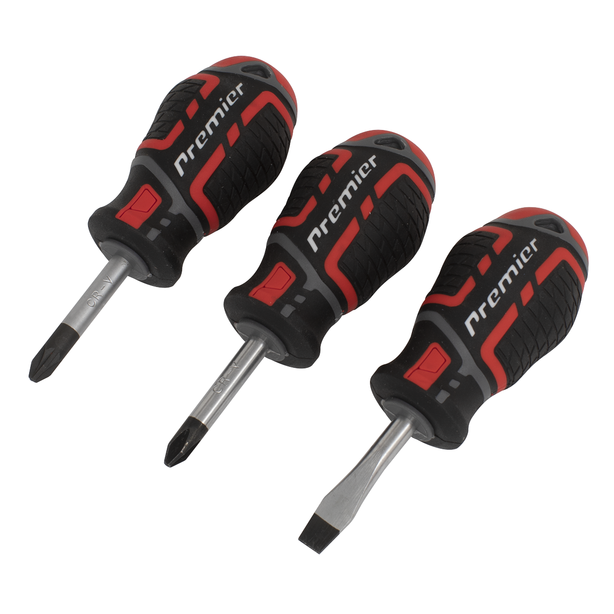 Sealey AK4328 Premier GripMAX® Stubby Screwdriver Set 3pc