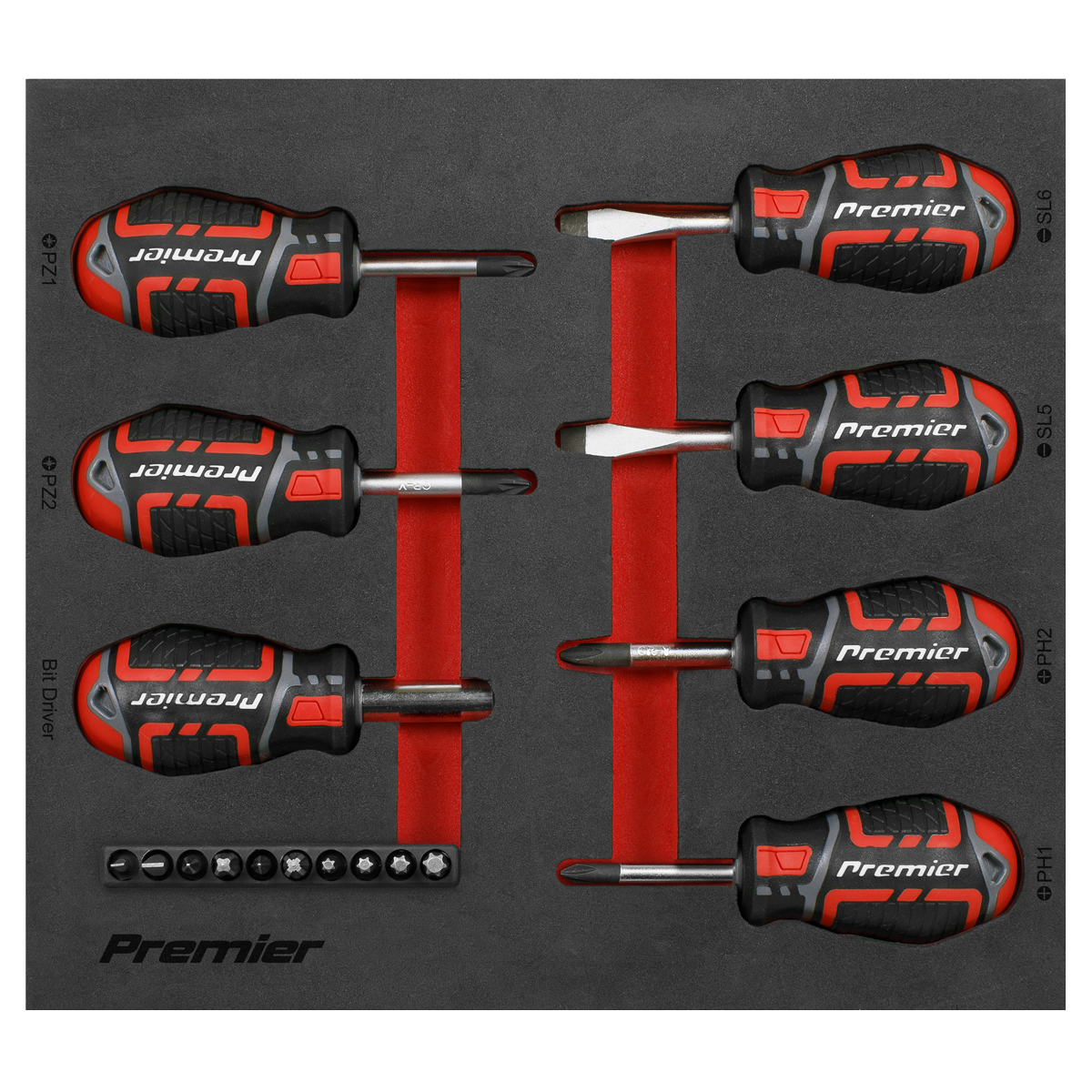 Sealey AK4371 Premier GripMAX® Stubby Screwdriver Set 17pc