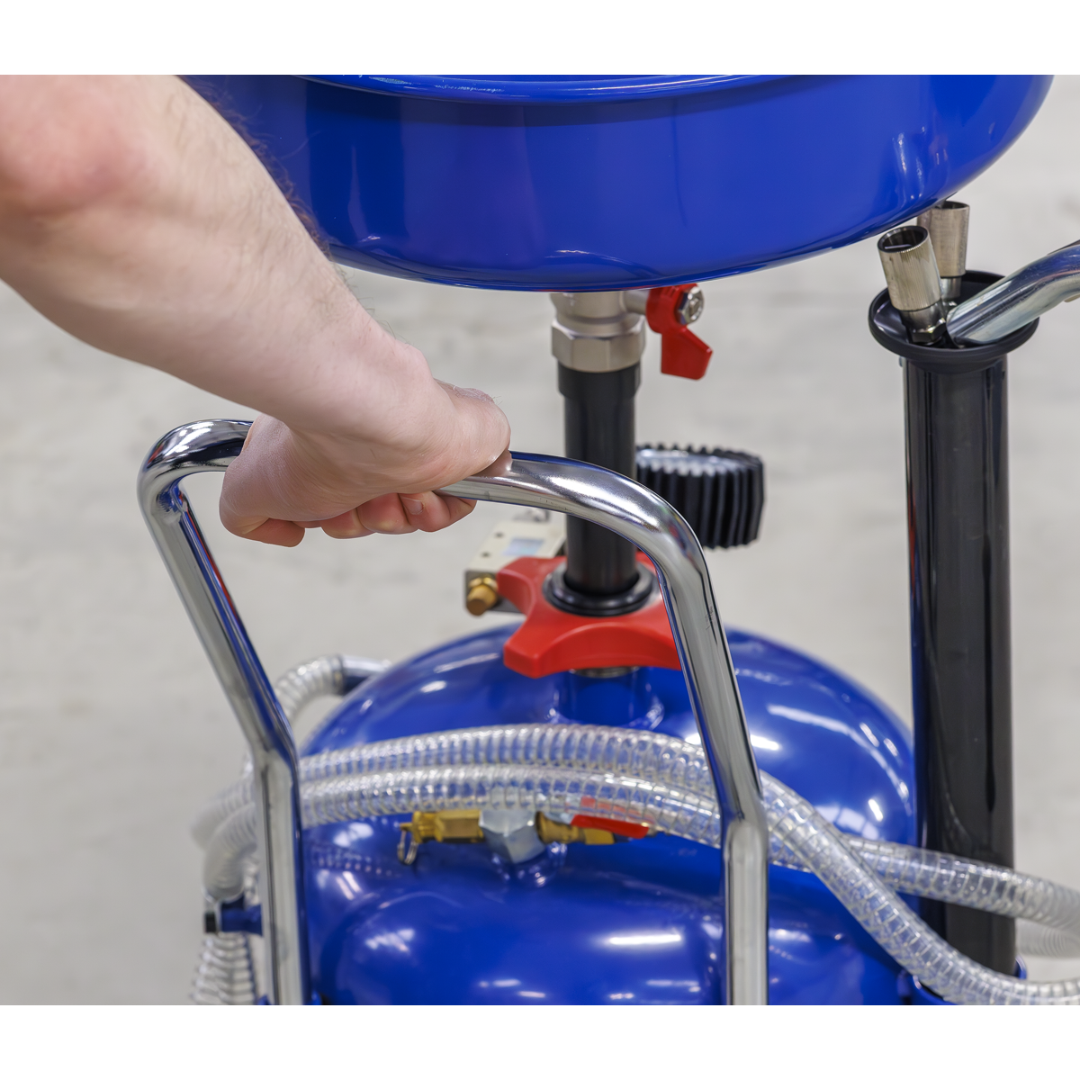 Sealey AK456DX Mobile Oil Drainer with Probes 35L Air Discharge