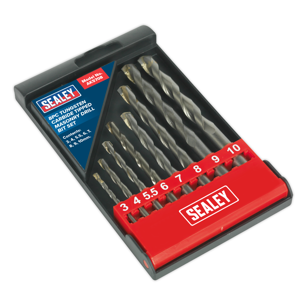 Sealey AK5708 Tungsten Carbide Tipped Masonry Drill Bit Set 8pc