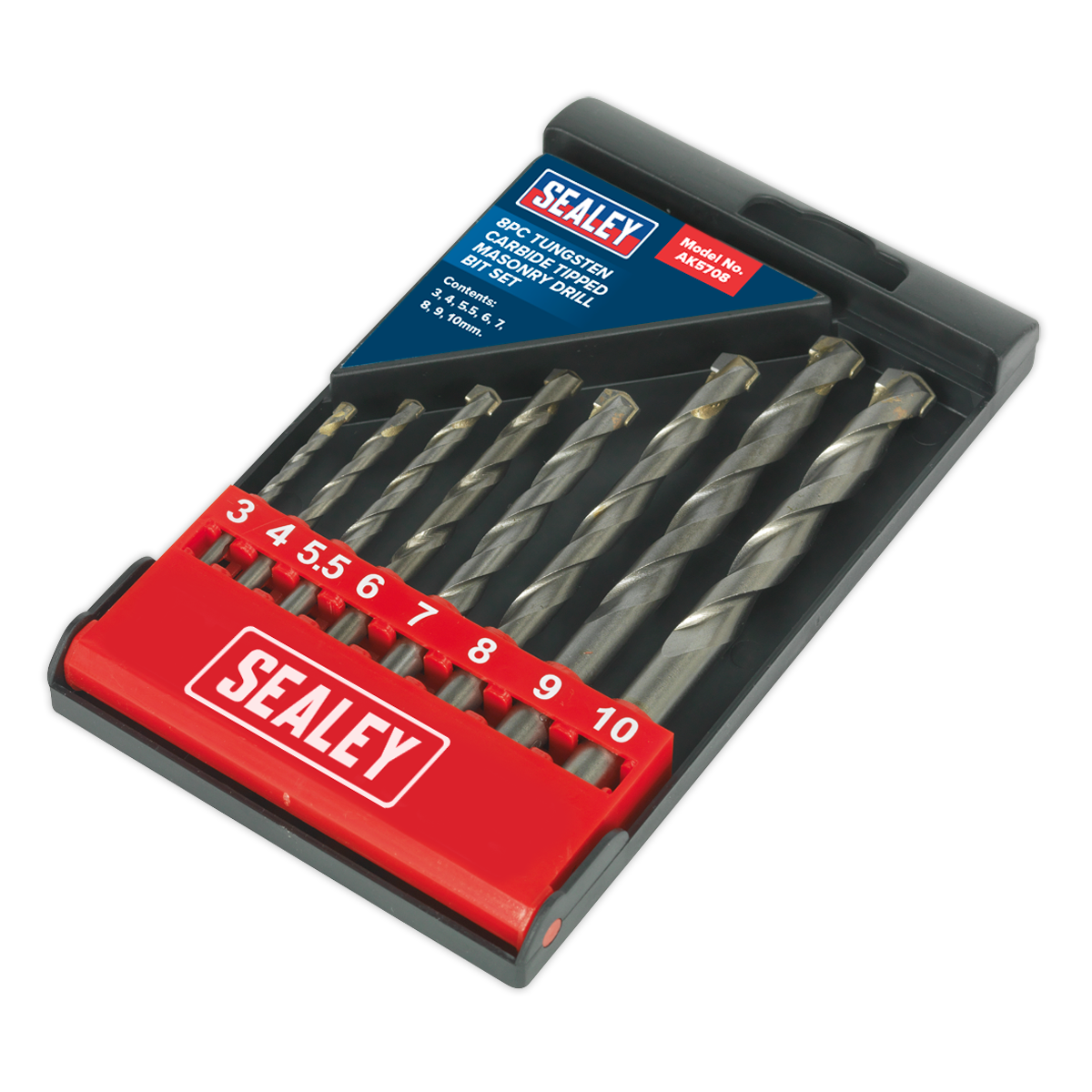 Sealey AK5708 Tungsten Carbide Tipped Masonry Drill Bit Set 8pc