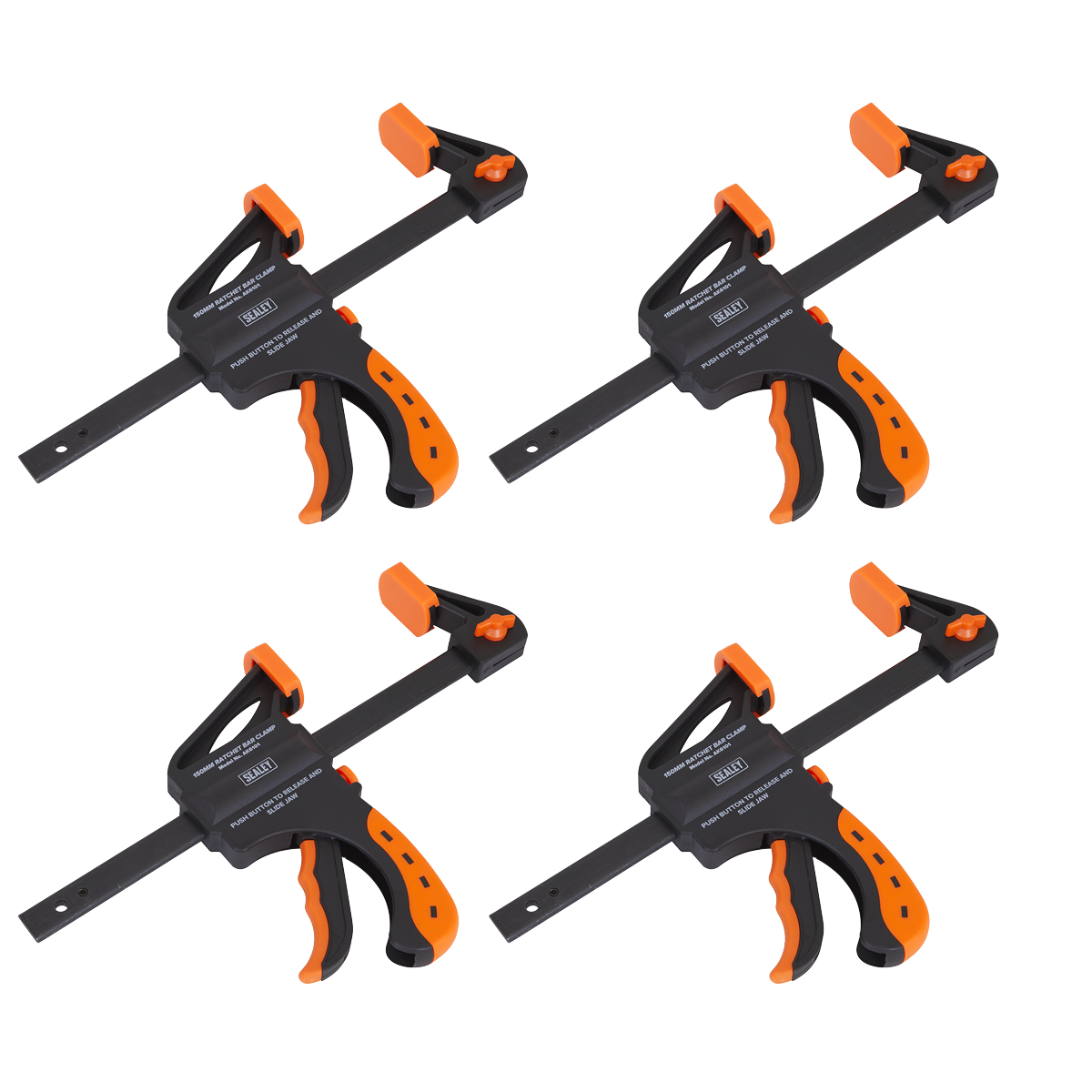 Sealey AK61014 Ratchet Bar Clamp Set 150mm 4pc