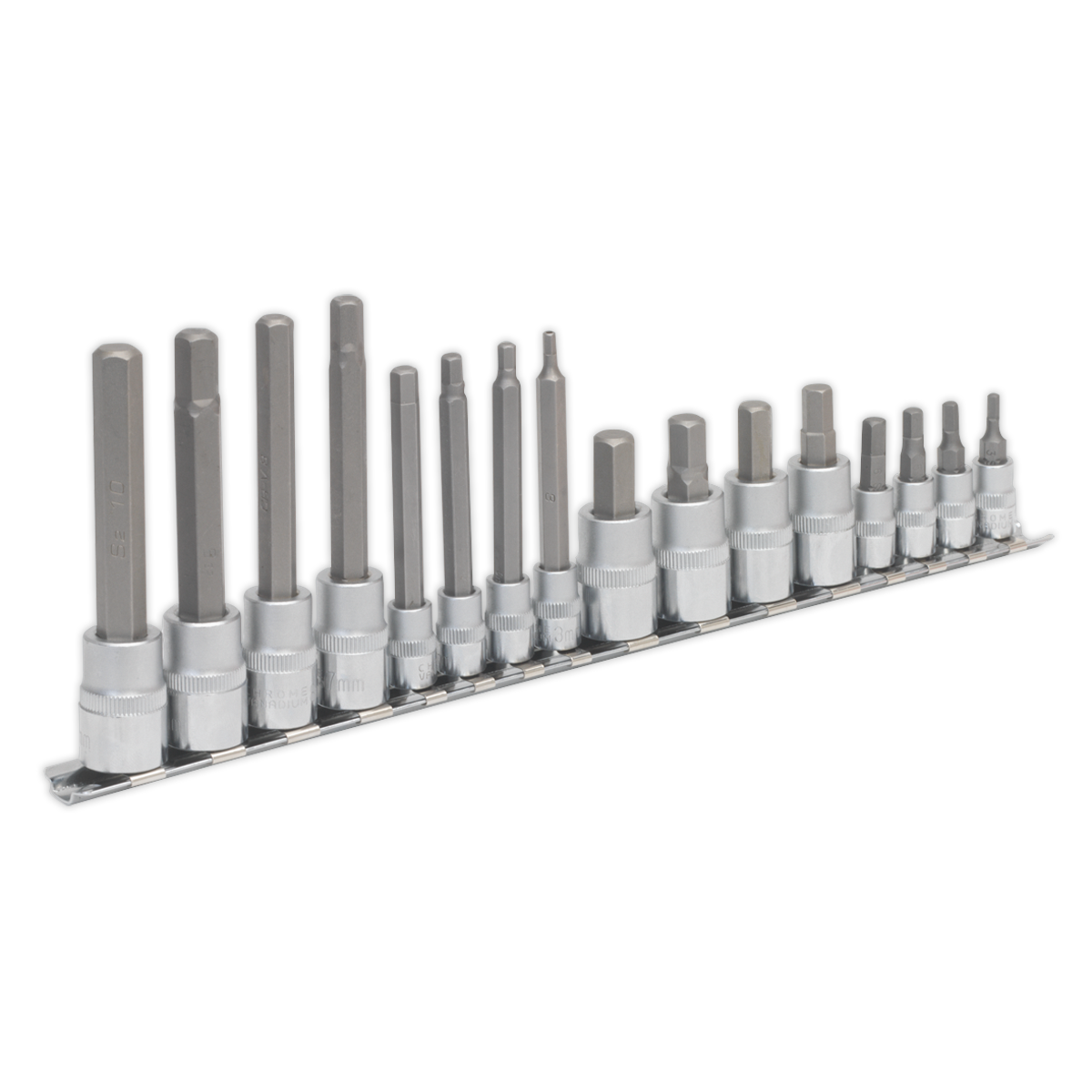 Sealey AK6219 Premier Hex Socket Bit Set 1/4" & 3/8"Sq Drive 16pc