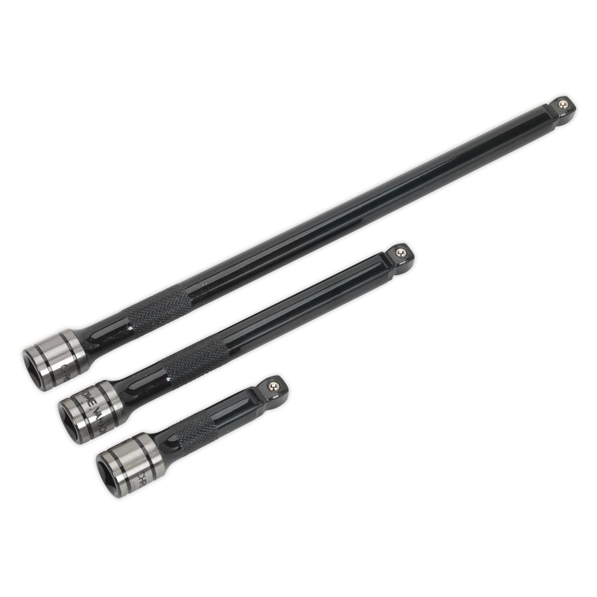 Sealey AK7691 Premier Black Wobble/Rigid Extension Bar Set 3/8"Sq Drive 3pc