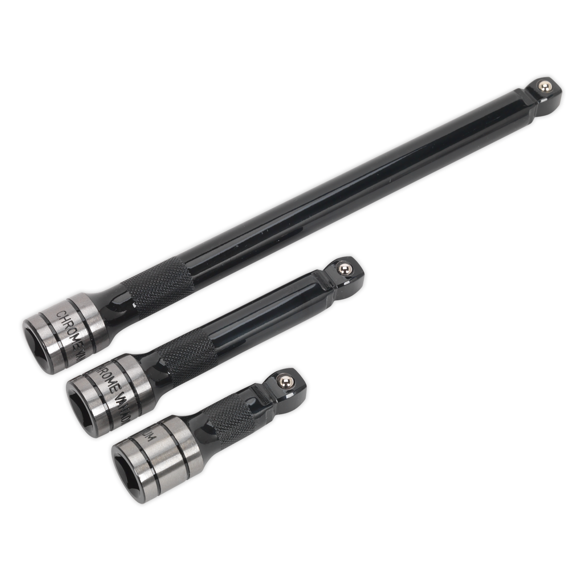 Sealey AK7692 Premier Black Wobble/Rigid Extension Bar Set 1/2"Sq Drive 3pc