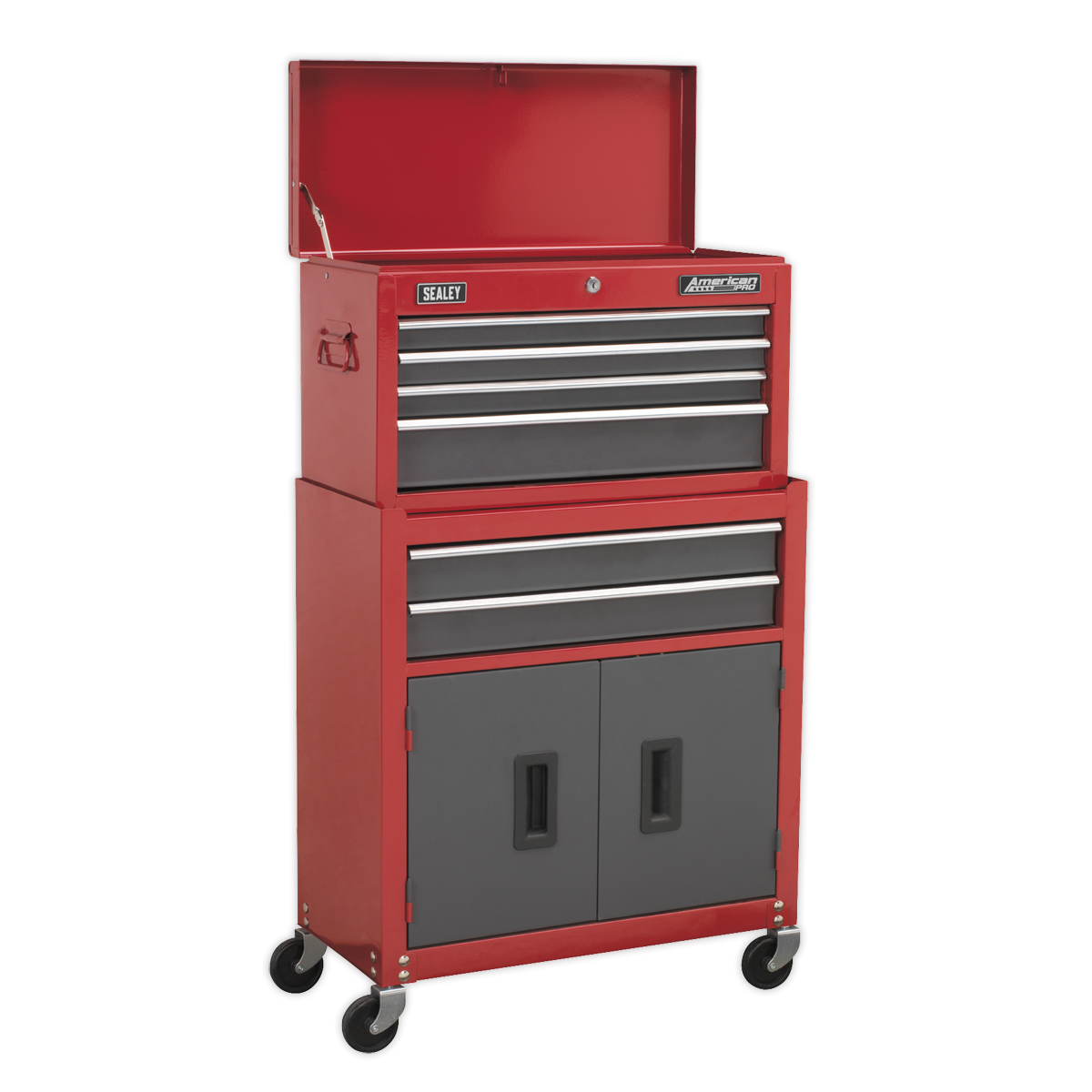 Sealey AP2200BBSTACK Topchest, Mid-Box & Rollcab 9 Drawer Stack - Red
