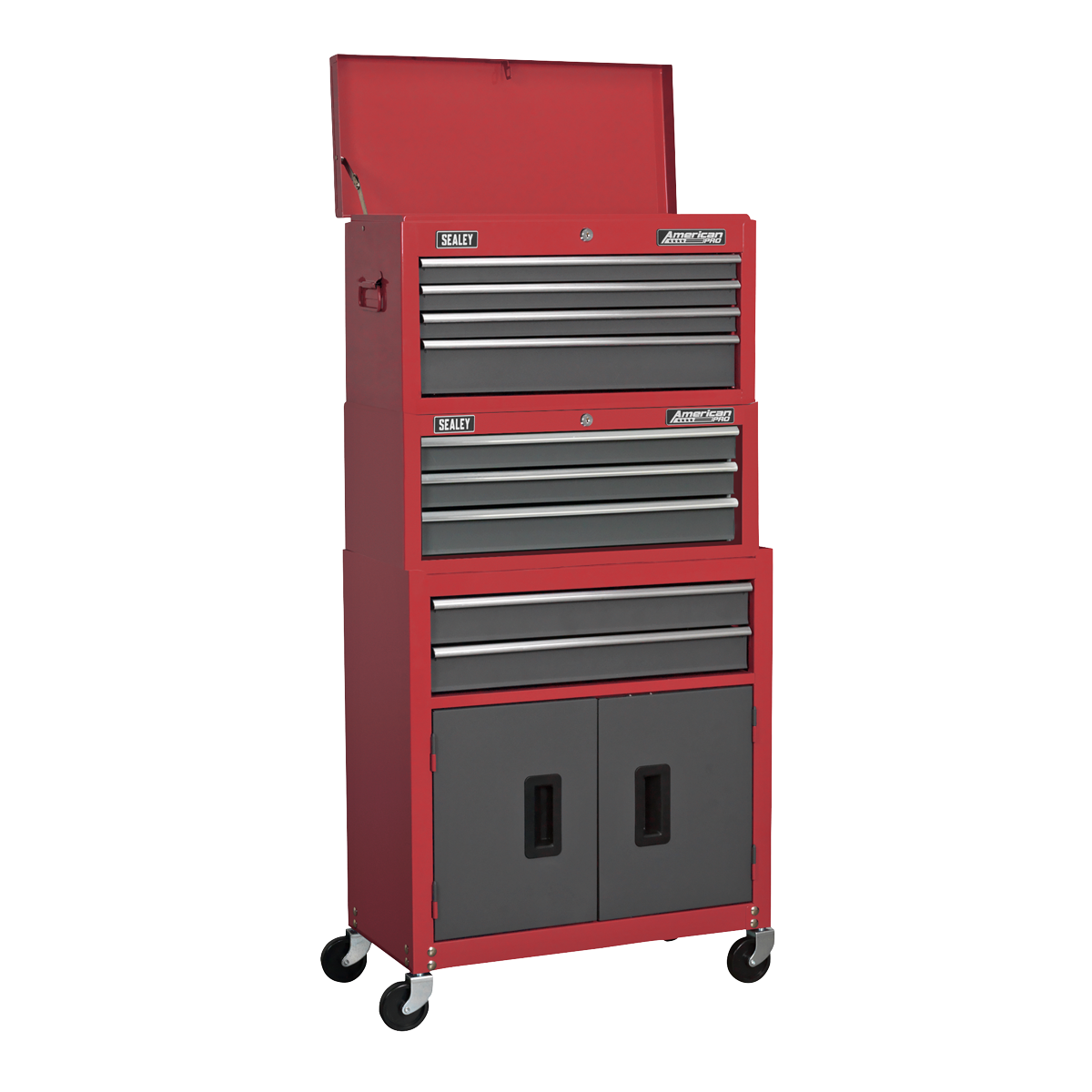 Sealey AP2200BBSTACK Topchest, Mid-Box & Rollcab 9 Drawer Stack - Red