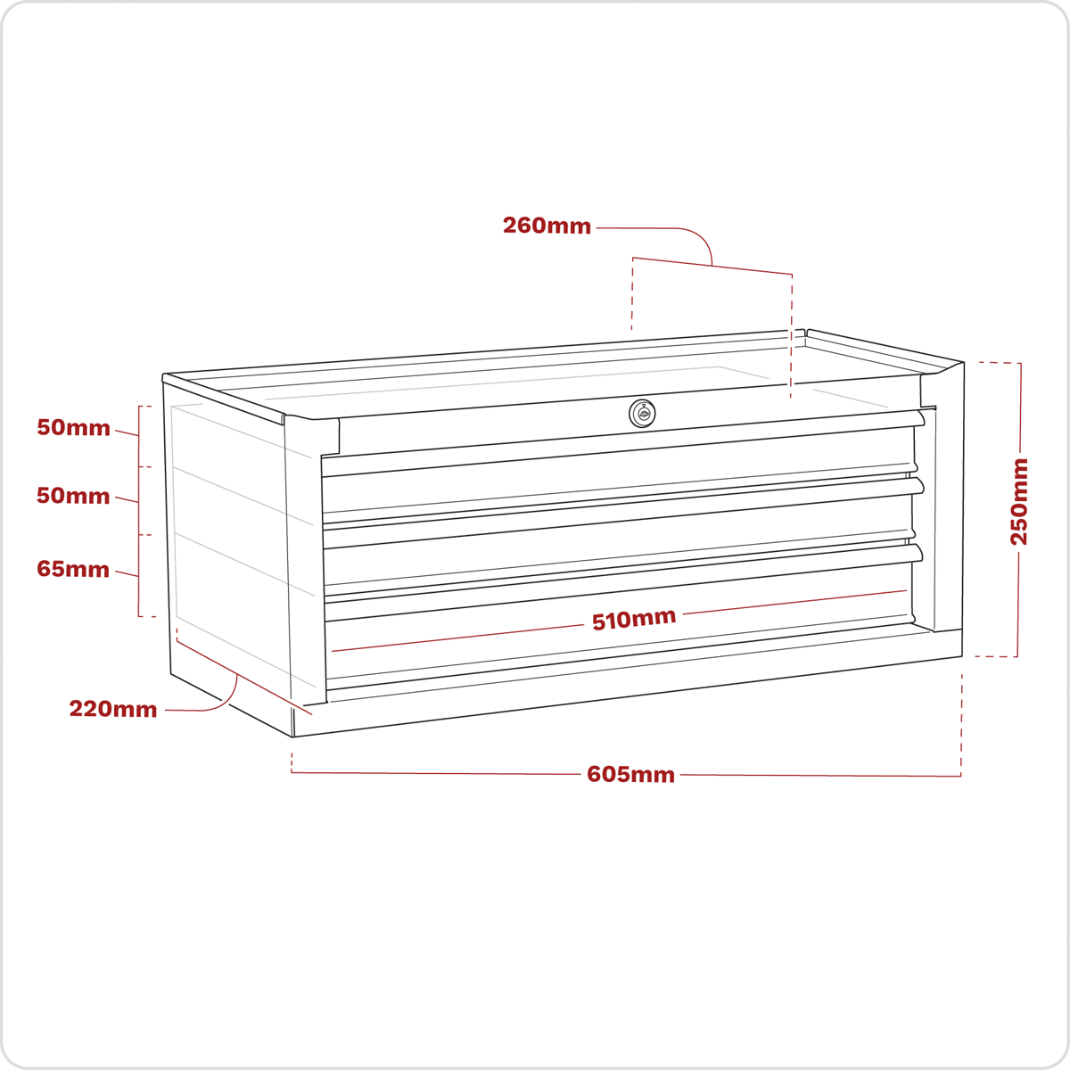 Sealey AP22309BBCP American PRO Mid-Box Tool Chest 3 Drawer - Purple/Grey