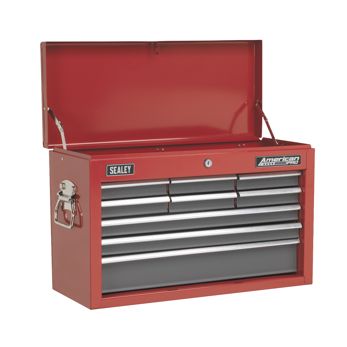 Sealey AP22509BBCOMB American PRO® Topchest 9 Drawer with 205pc Tool Kit - Red/Grey