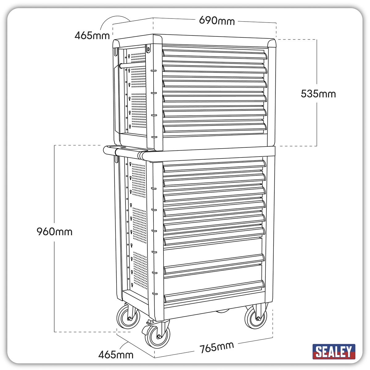 Sealey AP2408 Rollcab 8 Drawer with Ball Bearing Slides