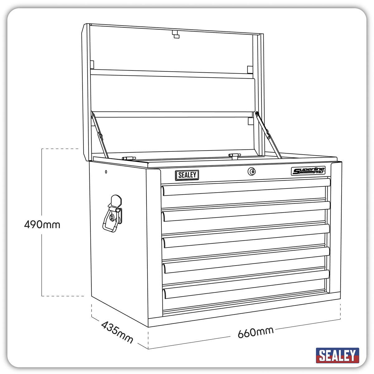 Sealey AP26059TC Topchest 5 Drawer with Ball Bearing Slides - Blue