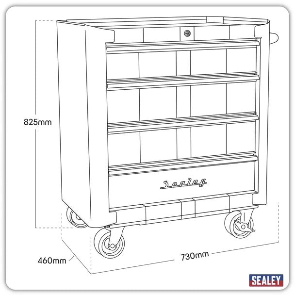 Sealey AP28204BWS Rollcab 4 Drawer Retro Style - Blue with White Stripes