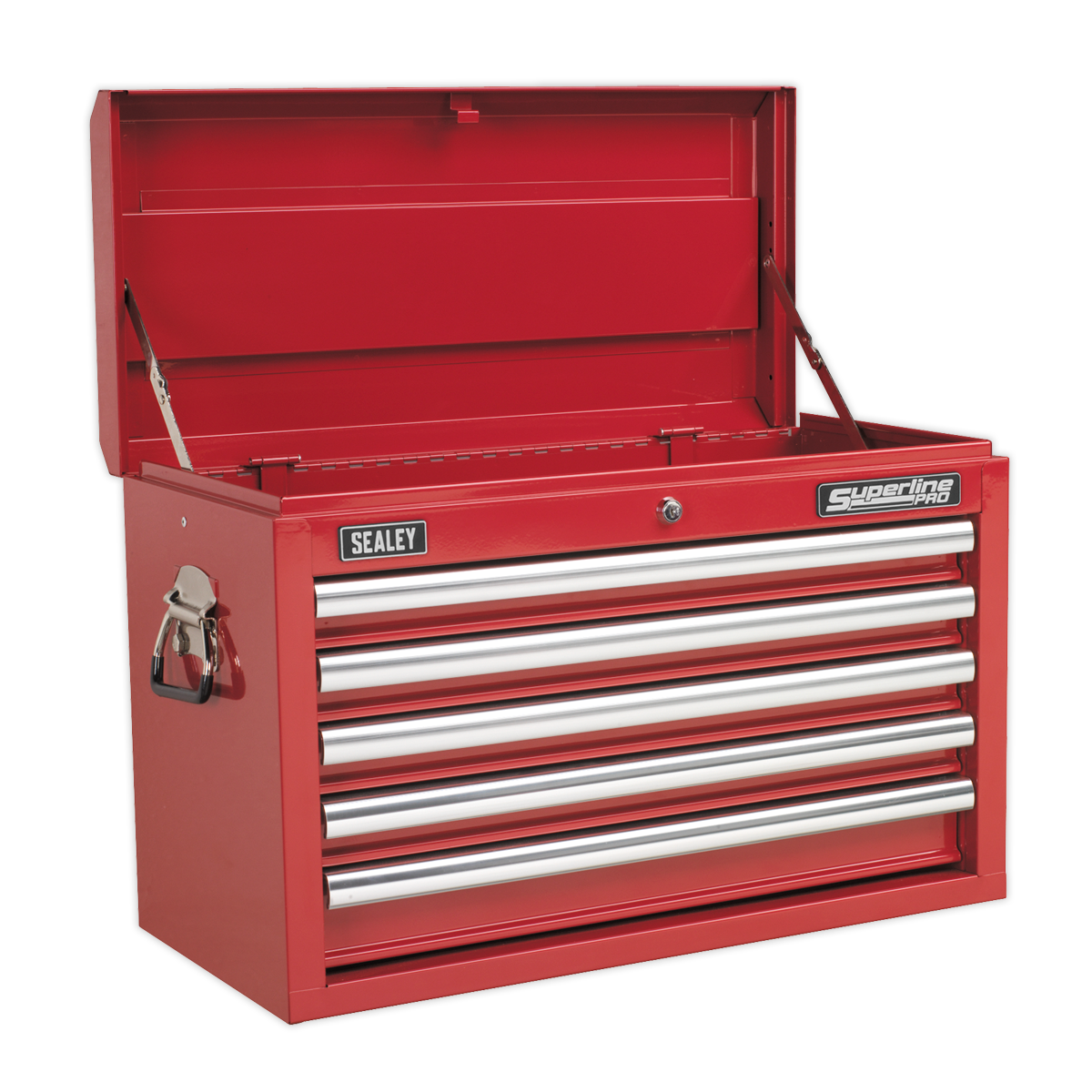 Sealey APCOMBOBBTK55 Topchest & Rollcab Combination 10 Drawer with Ball Bearing Slides - Red & 147pc Tool Kit
