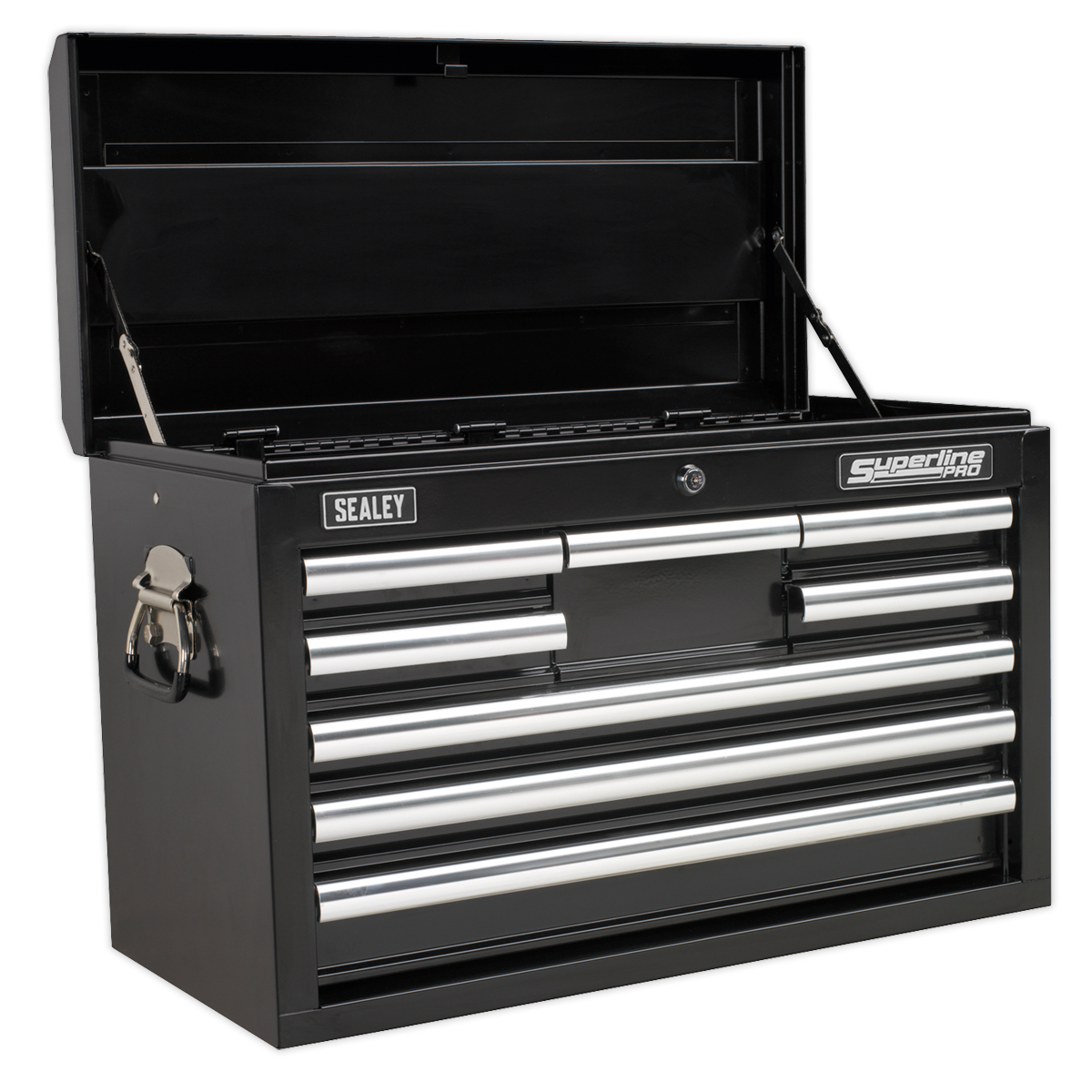 Sealey APCOMBOBBTK58 Topchest & Rollcab Combination 15 Drawer with Ball Bearing Slides - Black & 147pc Tool Kit
