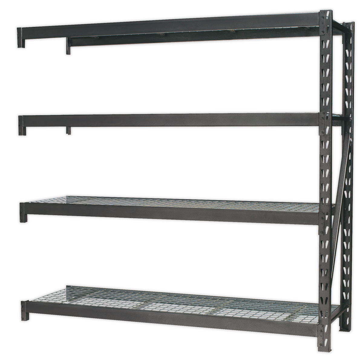 Sealey AP6572E Heavy-Duty Racking Extension Pack with 4 Mesh Shelves 640kg Capacity Per Level