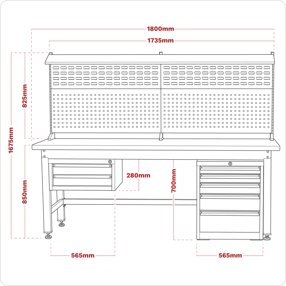 Sealey API1800COMB02 1.8m Complete Industrial Workstation & Cabinet Combo