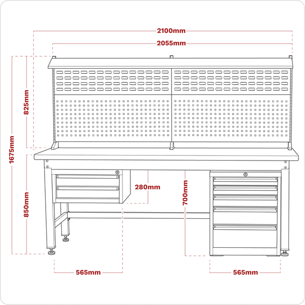 Sealey API2100COMB02 2.1m Complete Industrial Workstation & Cabinet Combo