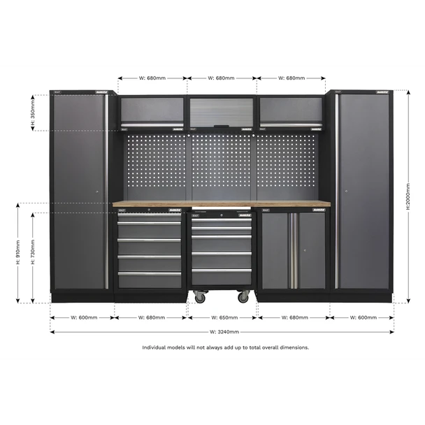 Sealey APMSSTACK03W Superline Pro 3.2m Storage System - Wood Worktop