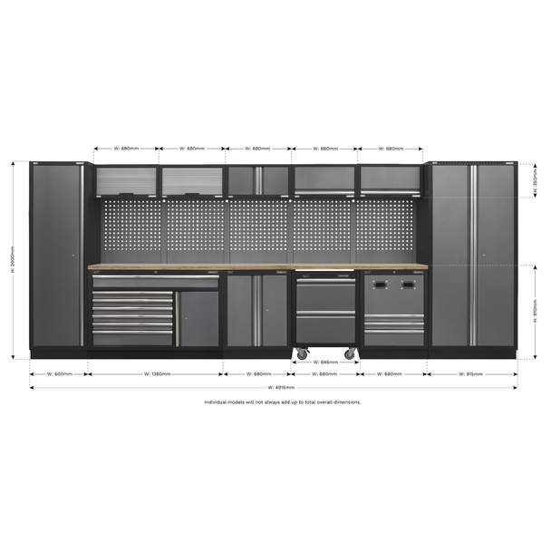 Sealey APMSSTACK16W Modular Storage System Combo - Pressed Wood Worktop