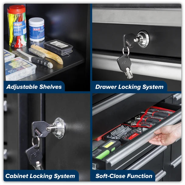 Sealey APMSSTEEL Premier 5.6m Storage System - Stainless Worktop