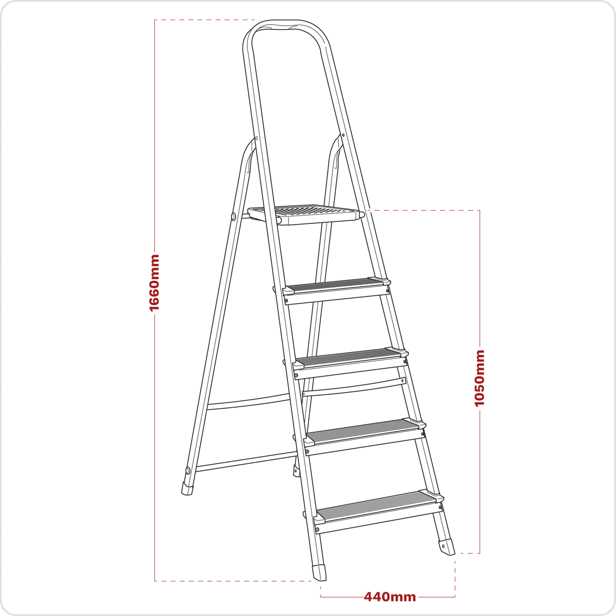 Sealey ASL5 Aluminium Step Ladder 5-Tread EN 131
