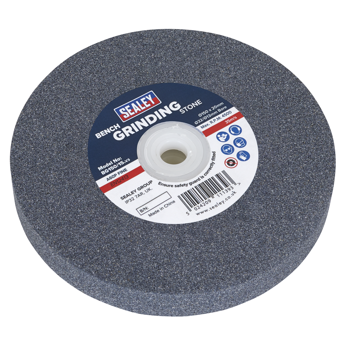 Sealey BG150/15 Grinding Stone 150 x 20mm 32(13)mm Bore A60P Fine