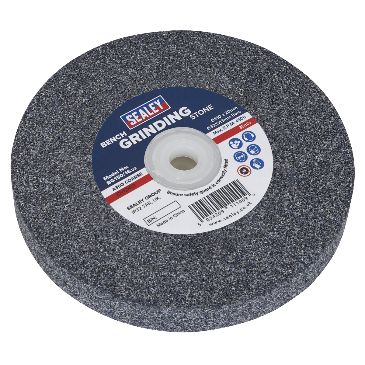 Sealey BG150/16 Grinding Stone 150 x 20mm 32(13)mm Bore A36Q Coarse