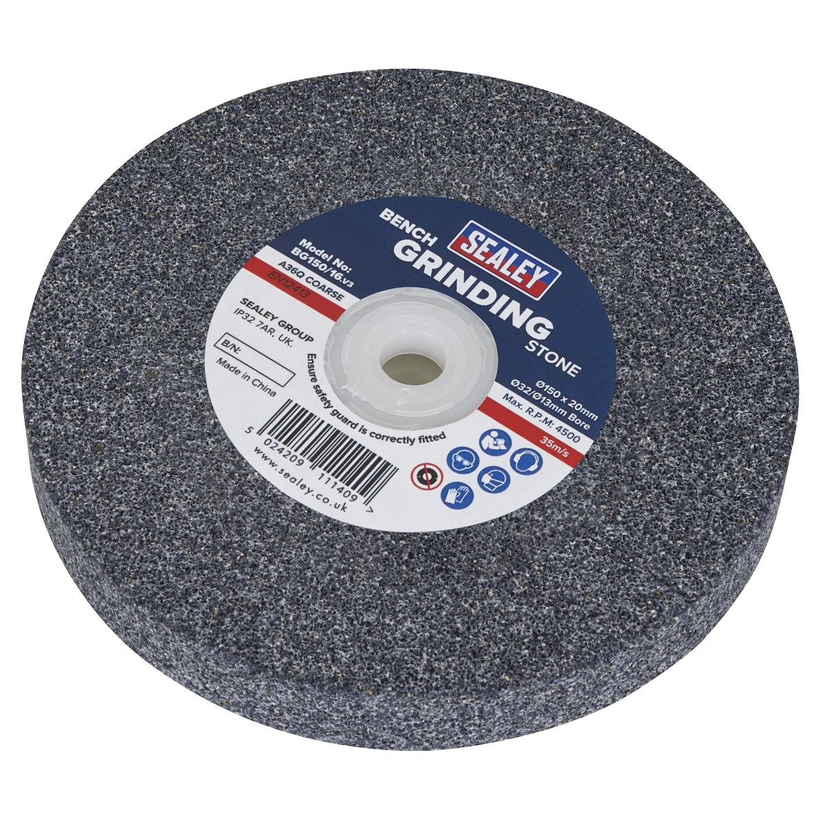 Sealey BG150/16 Grinding Stone 150 x 20mm 32(13)mm Bore A36Q Coarse