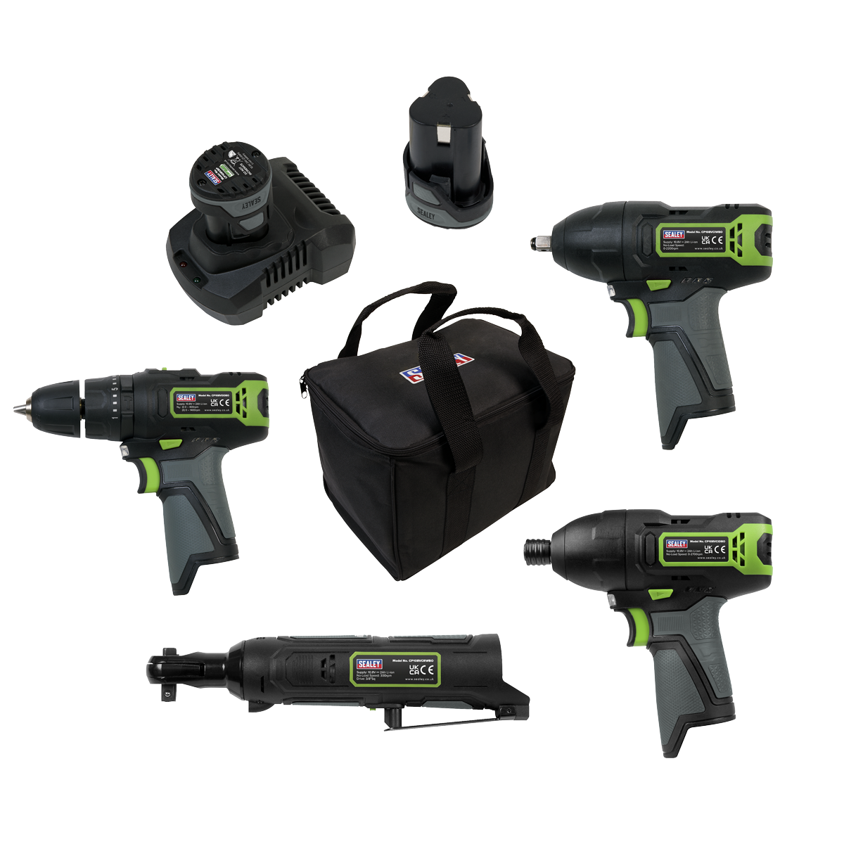 Sealey CP108VCOMBO2 SV108 Series 4 x 10.8V Cordless Combo Kit - 2 Batteries