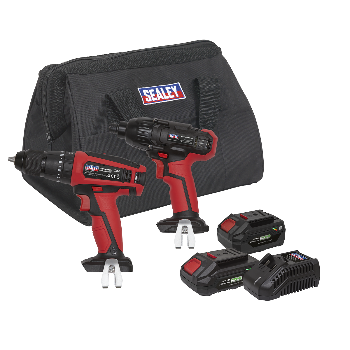 Sealey CP20VDDCOMBO 20V Cordless 13mm Hammer Drill/1/4"Hex Drive Impact Driver Combo Kit