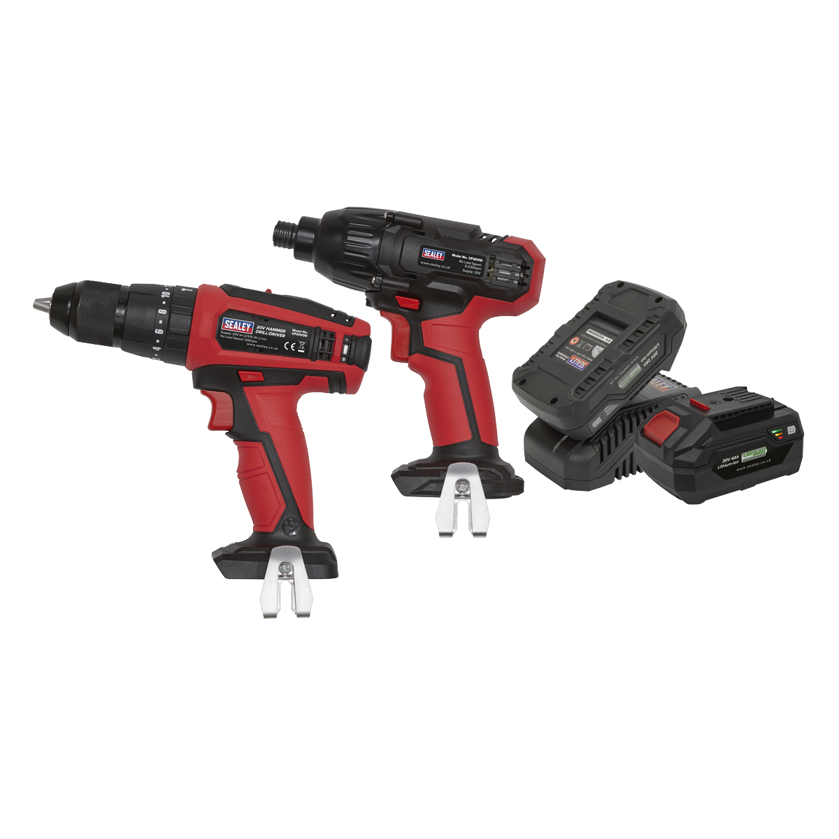 Sealey CP20VDDCOMBO 20V Cordless 13mm Hammer Drill/1/4"Hex Drive Impact Driver Combo Kit