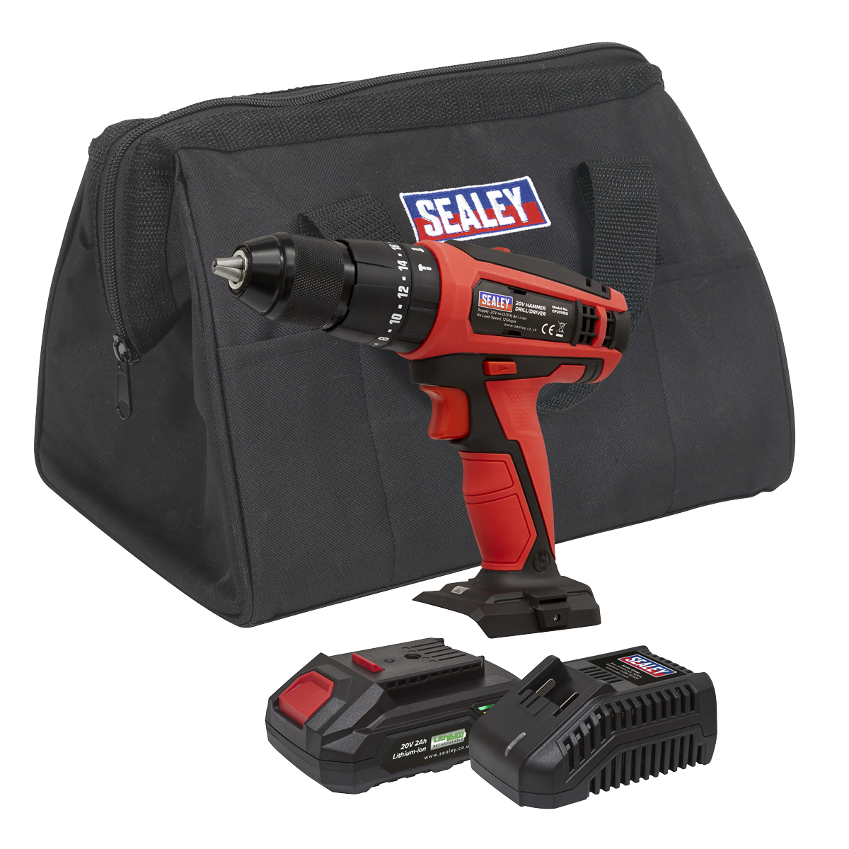 Sealey CP20VDDKIT1 Hammer Drill/Driver Kit 13mm 20V 2Ah Lithium-ion