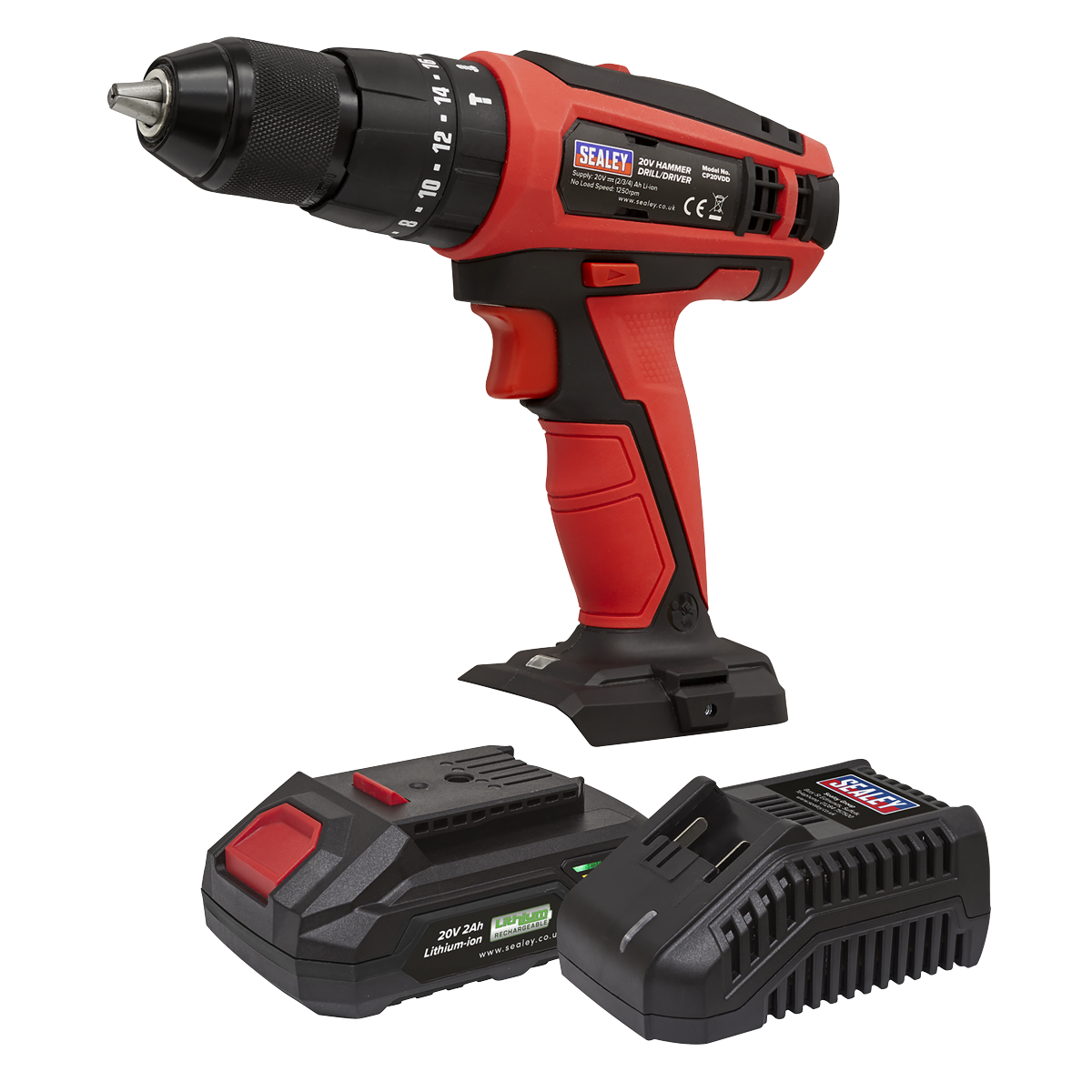 Sealey CP20VDDKIT1 Hammer Drill/Driver Kit 13mm 20V 2Ah Lithium-ion