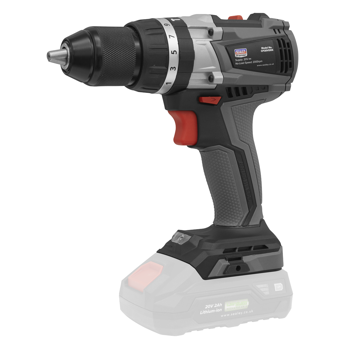 Sealey CP20VDDXKIT Premier SV20 Series 13mm Brushless Cordless Combi Drill Kit 20V - 2 Batteries