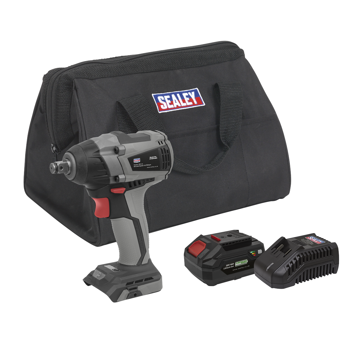 Sealey CP20VIWXKIT1 Brushless Impact Wrench Kit 1/2"Sq Drive 20V 300Nm 4Ah