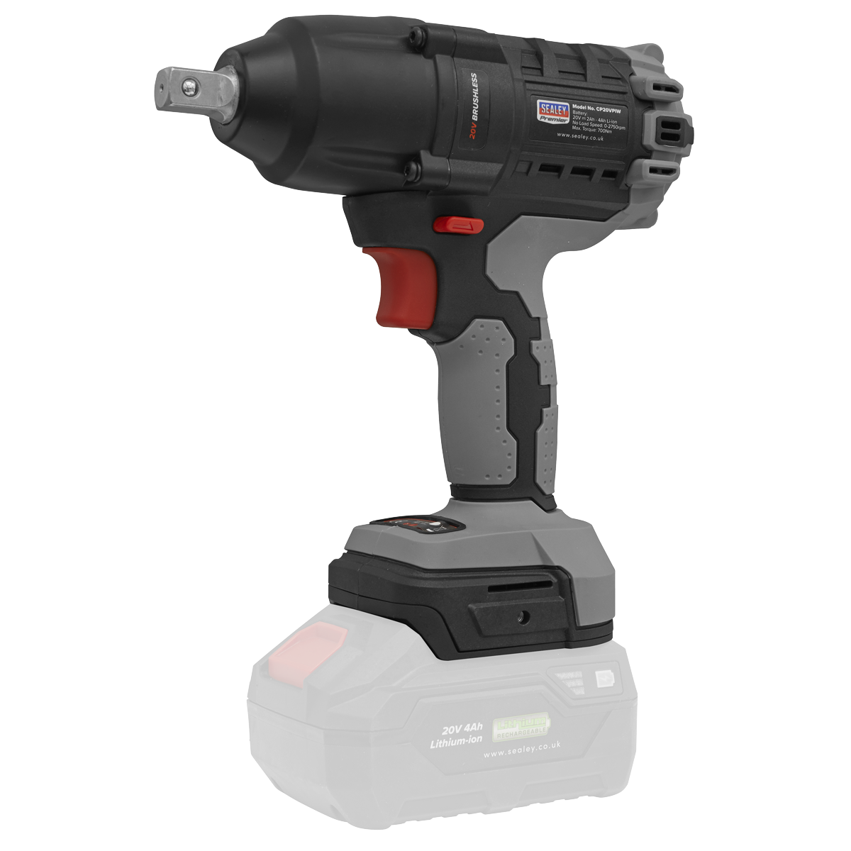 Sealey CP20VPIWKIT1 Brushless Impact Wrench Kit 1/2"Sq Drive 20V 4Ah 700Nm