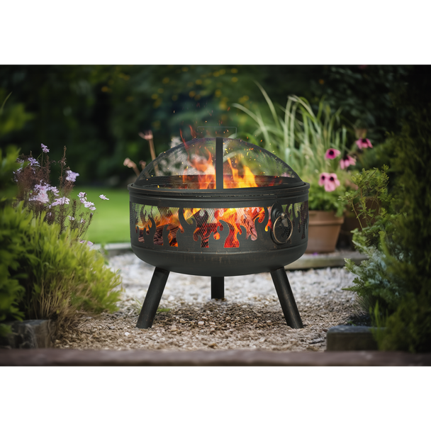 Dellonda Deluxe Firepit Fireplace Outdoor Patio Heater, Cooking Grill & Poker